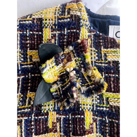 2004 Vintage Chanel Runway Yellow Multicolor Wool Jacket with Scarf and Brooch - Picture 5 of 16